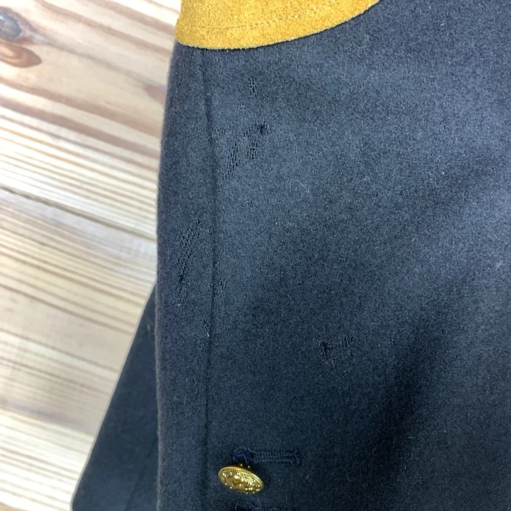 L.L. Bean Blazer Mens 38-REG Navy Blue Wool Cashmere Suede Elbow Patch